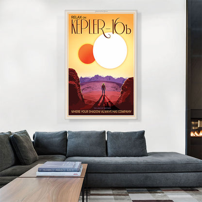 Kepler16B Double Star Orbiter Land of Two Suns NASA Poster