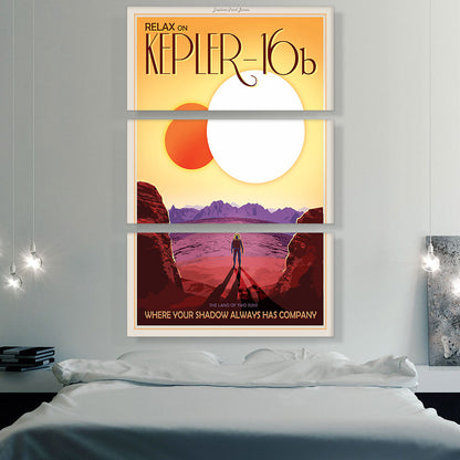 Kepler16B Double Star Orbiter Land of Two Suns NASA Poster
