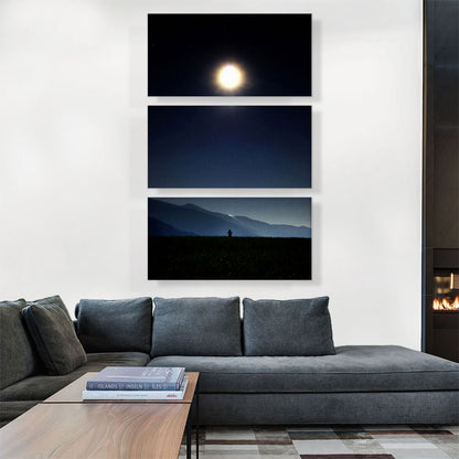 Man Standing Looking at Bright Moon in the Night