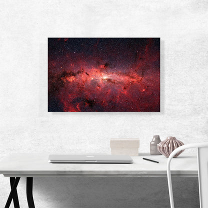 Milky Way Galaxy in Red Hubble Telescope