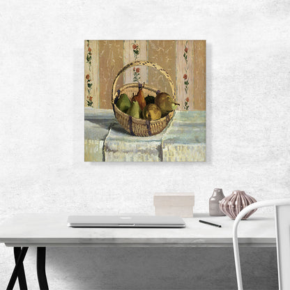 Still Life Apples And Pears In a Round Basket