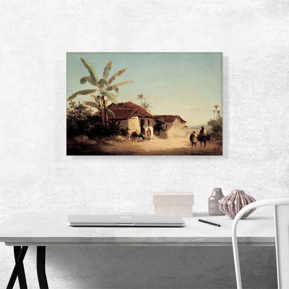 Tropical Landscape With Rural Houses Palm Trees 1853