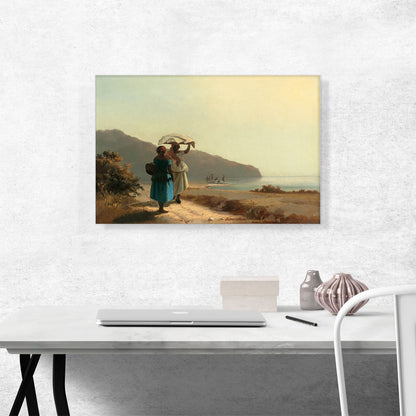 Two Women Chatting By The Sea St. Thomas 1856
