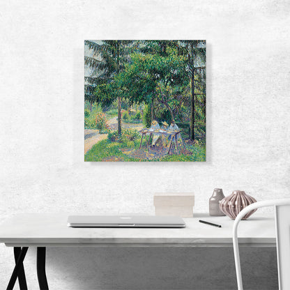 Children Sitting In The Garden In Eragny