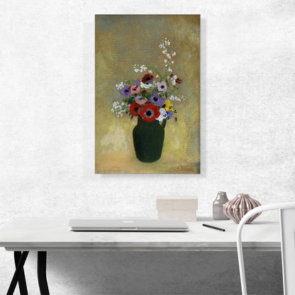 Large Green Vase with Mixed Flowers 1912