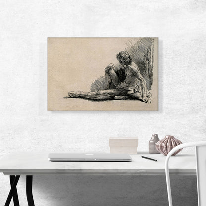 Nude Man Seated on the Ground with One Leg Extended 1646