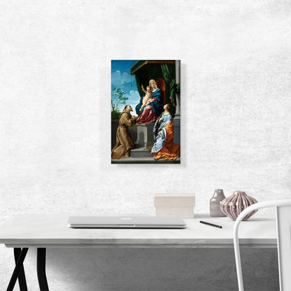 Virgin And Child Enthroned Saints Francis Catherine