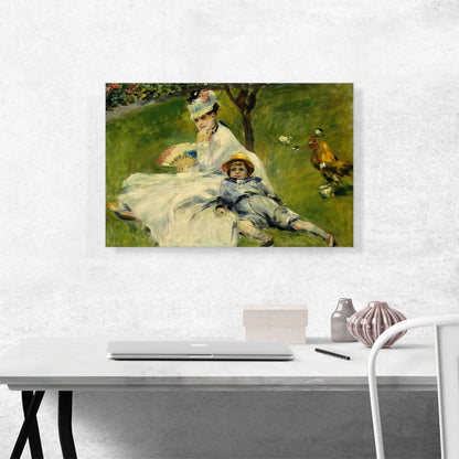 Madame Monet with Her Son and a Rooster 1874
