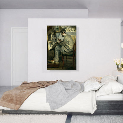 Portrait of Frederic Bazille Painting The Heron with Wings Unfurled 1867