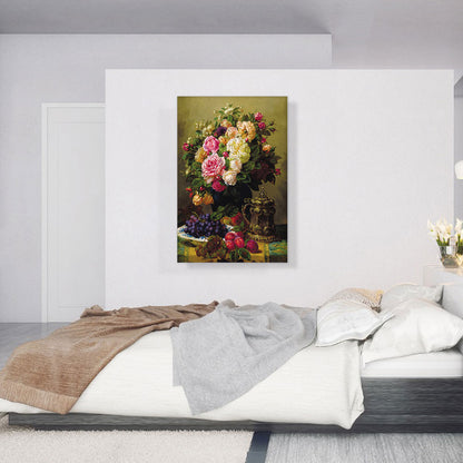 Still Life With Roses And Plums