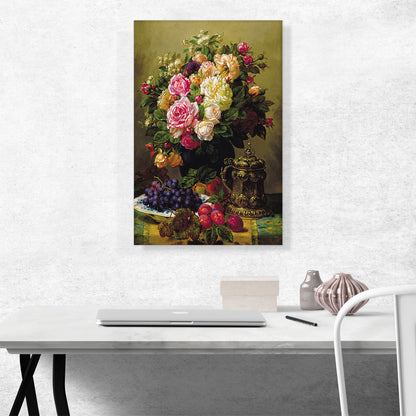 Still Life With Roses And Plums