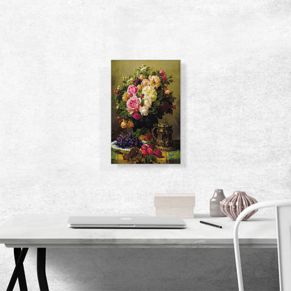 Still Life With Roses And Plums