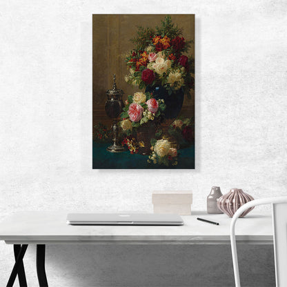 Still Life Flowers With Coconut Chalice On a Table 1873