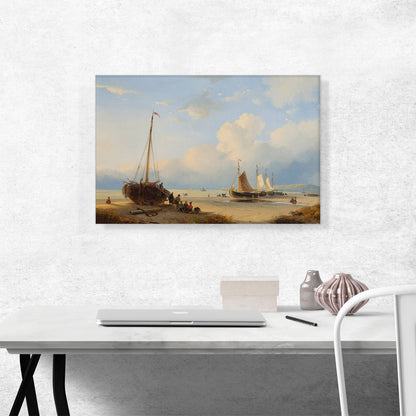Fisherfolk With Beached Vessels 1845