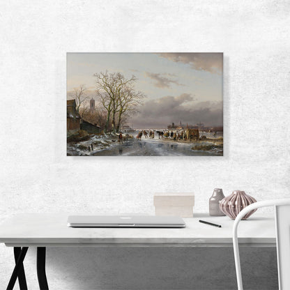 Numerous Skaters Horse-Sledge By a Refreshment Stall 1857