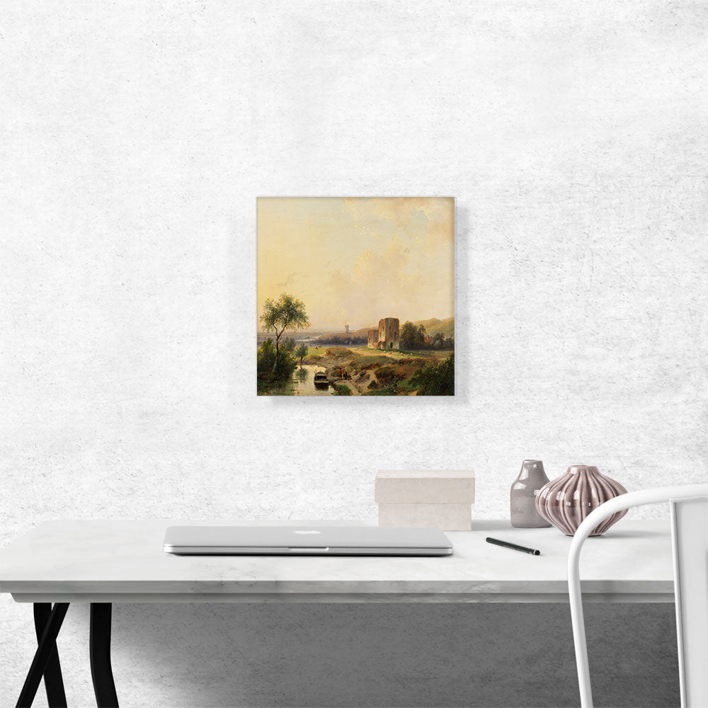 River Landscape Near Haarlem Windmill Ruins Of Brederode 1839