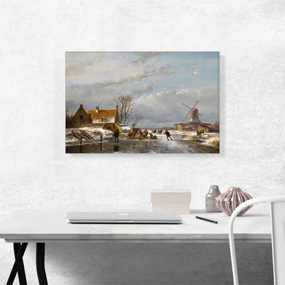 Winter Landscape With Skaters Koek En Zopie 1856