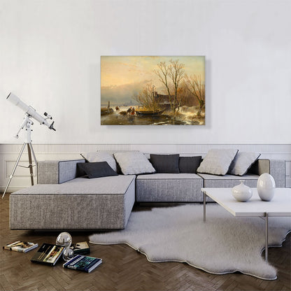 Winter Scene On The Ice With Wood Gatherers