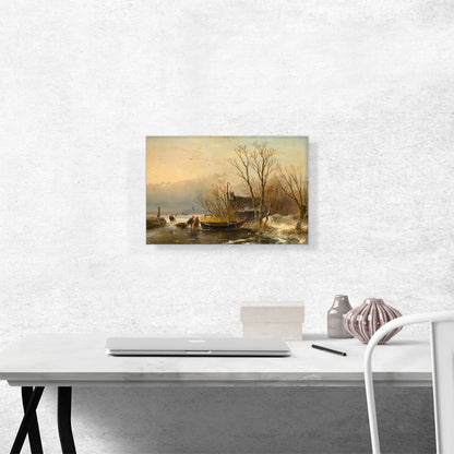 Winter Scene On The Ice With Wood Gatherers