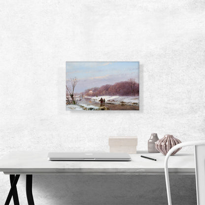 A Winter Landscape With Wood Gatherers On The Ice