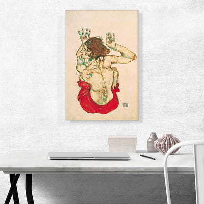 Female Nude Seated on Red Drapery 1914