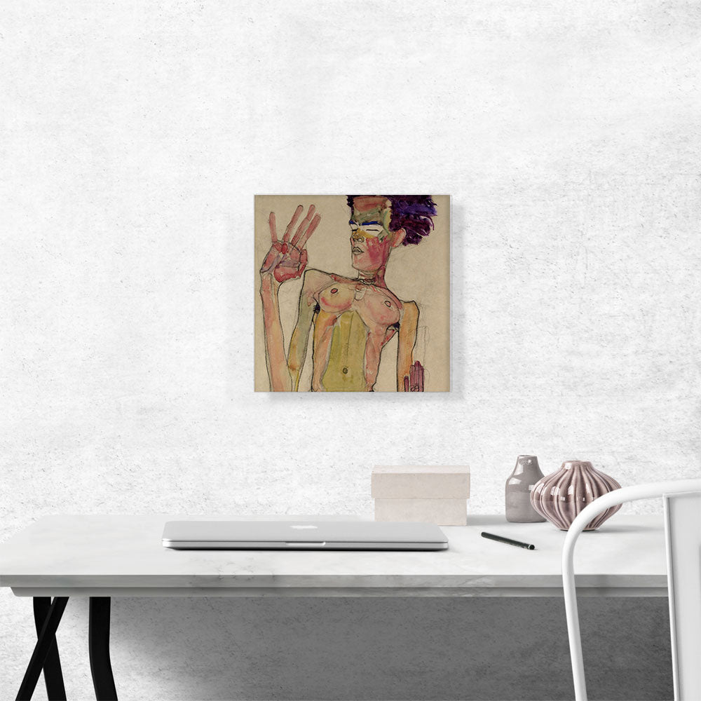 Kneeling Nude with Raised Hands