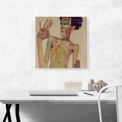 Kneeling Nude with Raised Hands