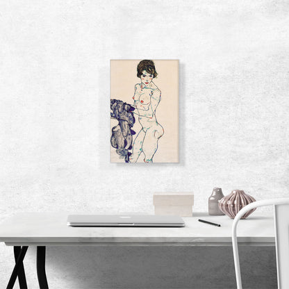 Standing Female Nude with Blue Cloth 1914