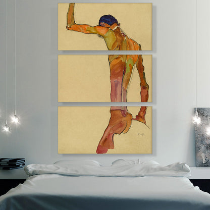 Standing Male Nude with Arm Raised, Back View 1910