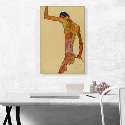 Standing Male Nude with Arm Raised, Back View 1910