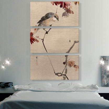 Bird On Branch Watching Spider 1887