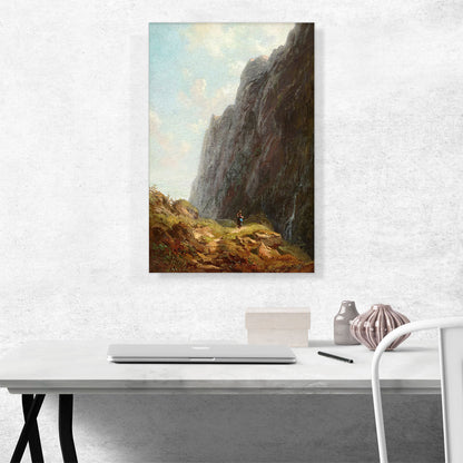 Mountain And Milkmaid Along a Winding Stone Path