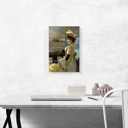 A Lady With a Parasol Looking Out To Sea