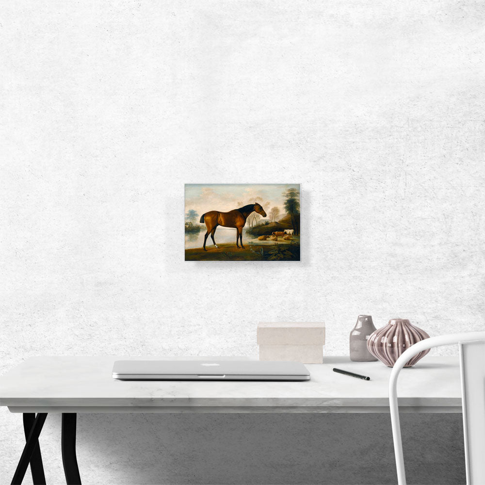 Mr Ogilvie's Bay Racehorse on a Riverbank with a Group of Cows