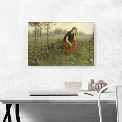 Pensive Girl In Meadow
