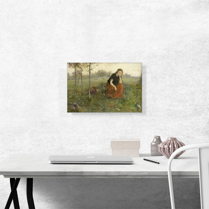 Pensive Girl In Meadow