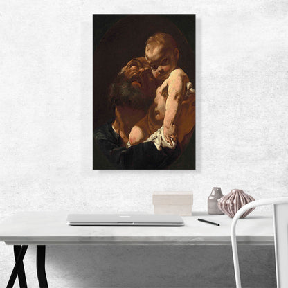 Saint Joseph And The Christ Child In a Feigned Oval