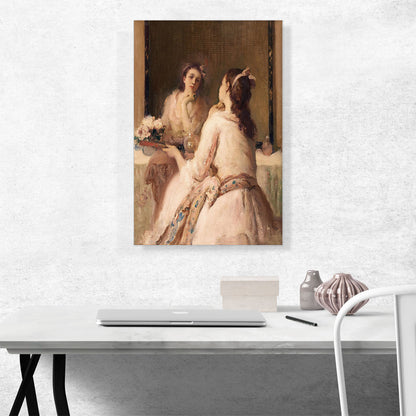 Young Woman Looking In The Mirror