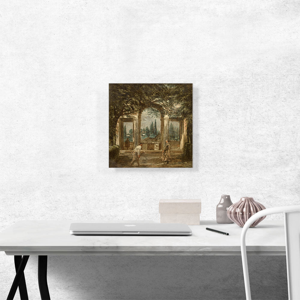 View Gardens At Villa Medici Rome With Statue Ariadne 1630