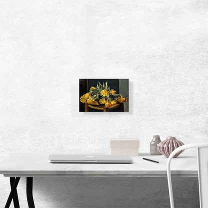 Double Yellow Tulips On a Wicker Chair