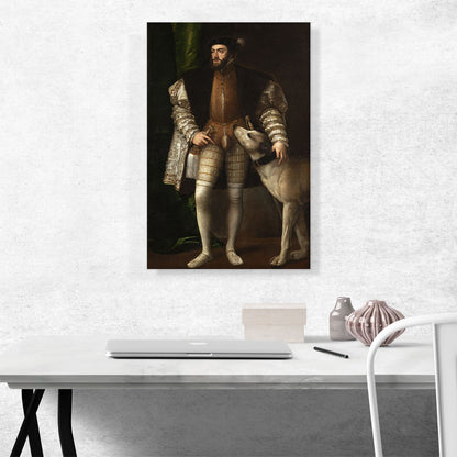 Portrait Of Charles V With Dog 1533