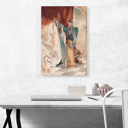 Lady Playing The Harp