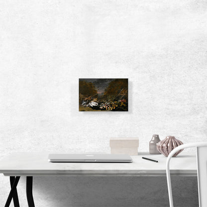 Still Life Swan Birds Rabbits Fruit Vegetables Landscape Beyond