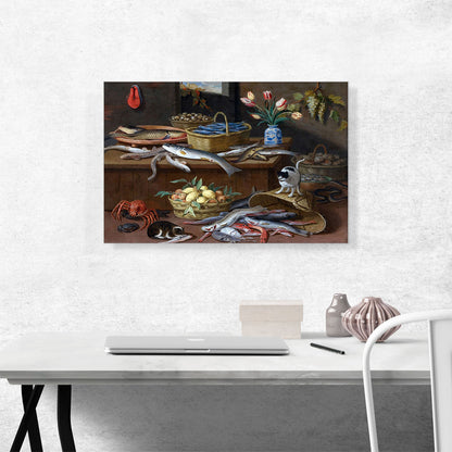 Still Life With Fish And Cats In The Kitchen
