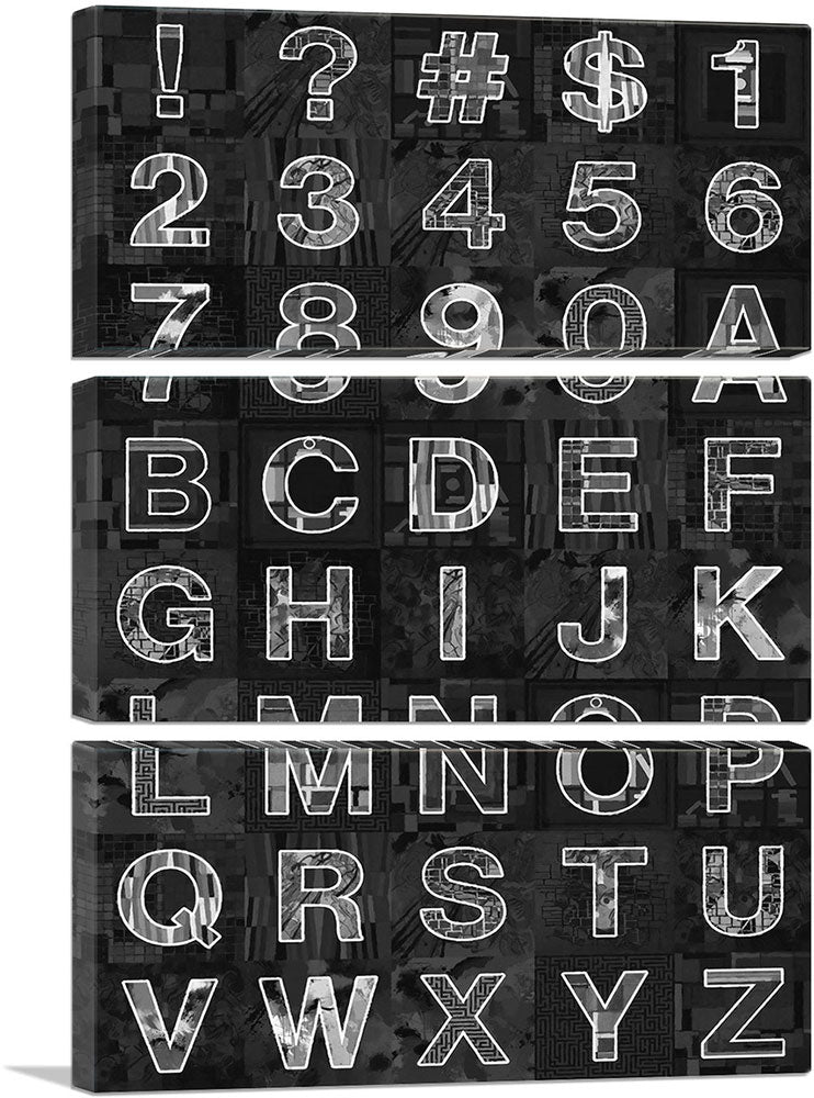 Modern Black & White Vertical Rectangle Full Alphabet