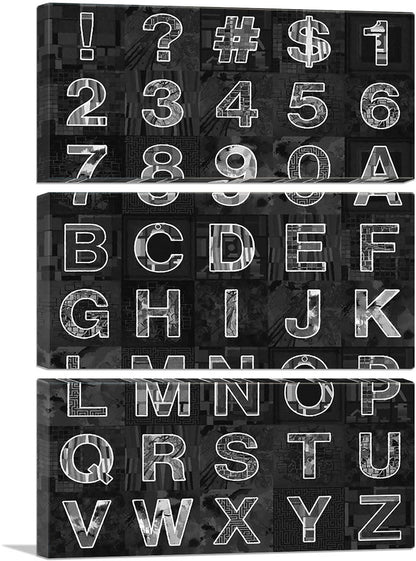 Modern Black & White Vertical Rectangle Full Alphabet