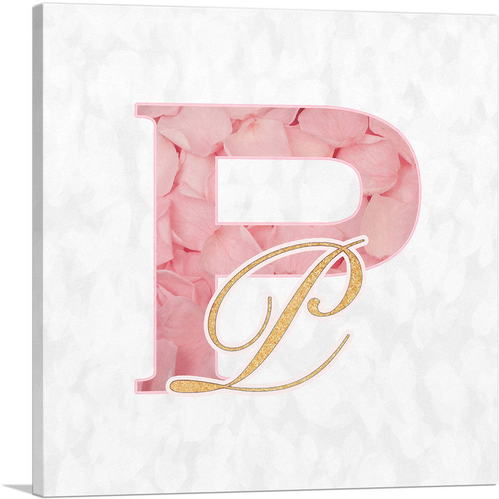 Chic Pink Gold Alphabet Letter P