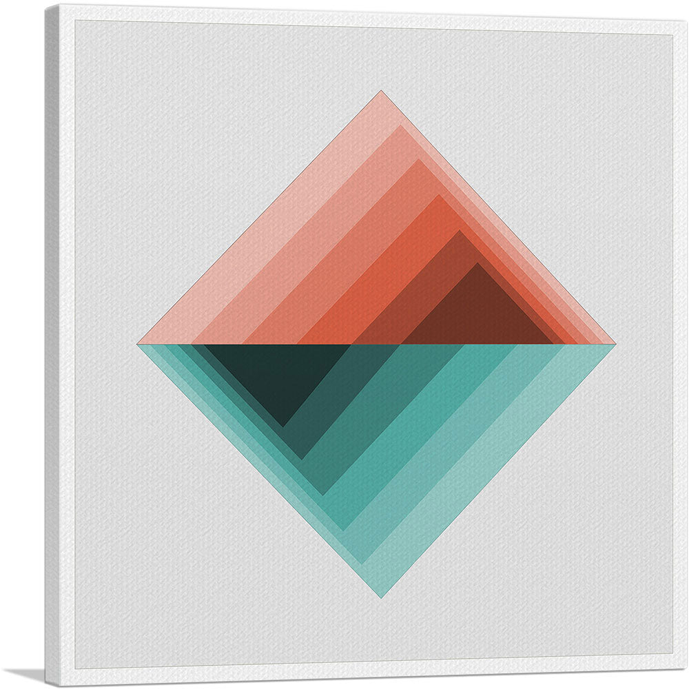 Mid-Century Modern Orange and Teal Reverse Mountains