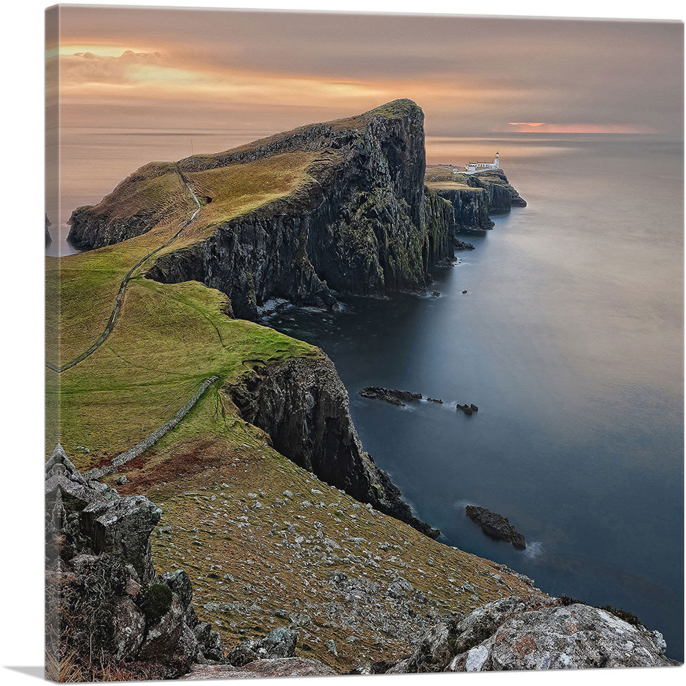 Lighthouse on an Oceanside Cliff, Scotland, Square